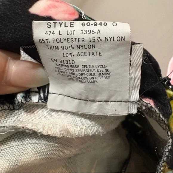 VTG Amy Byer Colorful Floral Puff Sleeve Fit and Flare Dress Velvet Sz 8 Girls - Picture 11 of 11